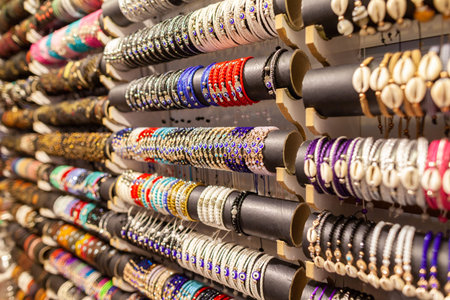 ALANYA / TURKEY - SEPTEMBER 30, 2018: Souvenir goods hangs in a shop in Alanyaのeditorial素材