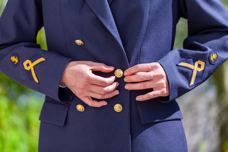 Woman in a military uniform of german Bundeswehrの写真素材
