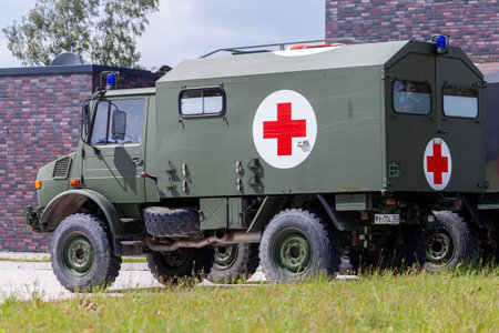 AUGUSTDORF / GERMANY - JUNE 15,2019: German military ambulance vehicle
