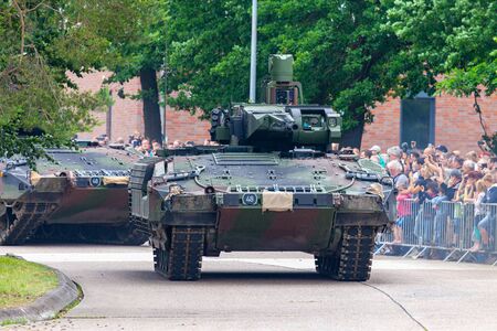 AUGUSTDORF / GERMANY - JUNE 15, 2019: German infantry fighting vehicle Puma drives on a tactic demonstration at public event Day of the Bundeswehr 2019.のeditorial素材