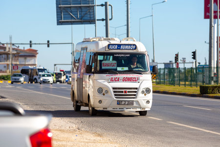 ANTALYA / TURKEY - JANUARY 22, 2020: Turkish bus drives on a street in Antalya