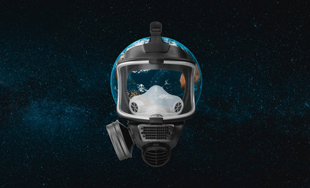 Planet with a gas mask in the universe
