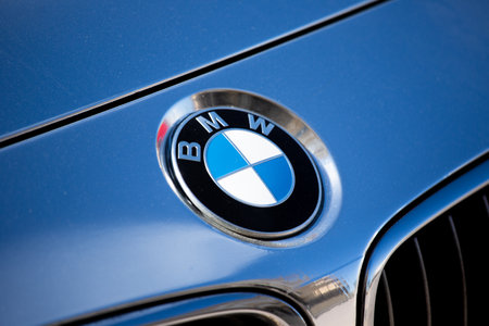 Munich, Germany - January 30, 2022: BMW emblem on a bmw car. BMW is a German multinational company which currently produces automobiles and motorcycles until 1945.のeditorial素材
