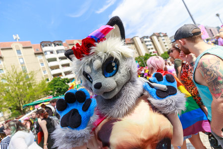 Berlin, Berlin/Germany - 07/23/2022: Christopher Street Day Parade. CSD is an annual European LGBTQ+ celebration and demonstration against discrimination and exclusion.のeditorial素材