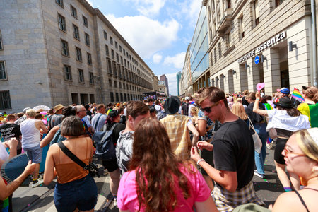 Berlin, Berlin/Germany - 07/23/2022: Christopher Street Day Parade. CSD is an annual European LGBTQ+ celebration and demonstration against discrimination and exclusion.のeditorial素材