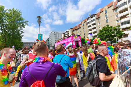 Berlin, Berlin/Germany - 07/23/2022: Christopher Street Day Parade. CSD is an annual European LGBTQ+ celebration and demonstration against discrimination and exclusion.のeditorial素材