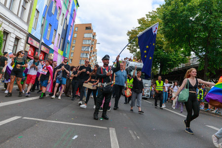 Berlin, Berlin/Germany - 07/23/2022: Christopher Street Day Parade. CSD is an annual European LGBTQ+ celebration and demonstration against discrimination and exclusion.のeditorial素材