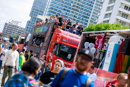 Berlin, Berlin/Germany - 07/23/2022: Christopher Street Day Parade. CSD is an annual European LGBTQ+ celebration and demonstration against discrimination and exclusion.のeditorial素材