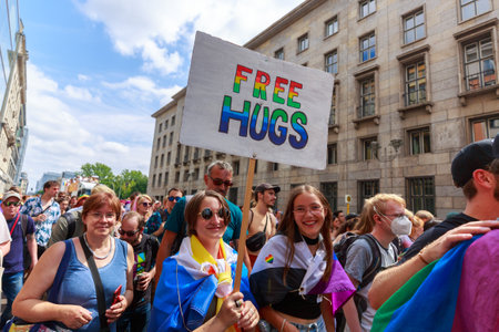 Berlin, Berlin/Germany - 07/23/2022: Christopher Street Day Parade. CSD is an annual European LGBTQ+ celebration and demonstration against discrimination and exclusion.のeditorial素材