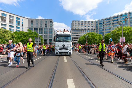 Berlin, Berlin/Germany - 07/23/2022: Christopher Street Day Parade. CSD is an annual European LGBTQ+ celebration and demonstration against discrimination and exclusion.のeditorial素材
