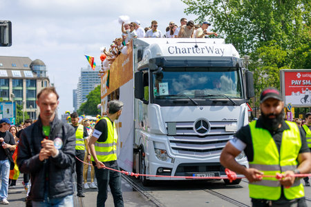 Berlin, Berlin/Germany - 07/23/2022: Christopher Street Day Parade. CSD is an annual European LGBTQ+ celebration and demonstration against discrimination and exclusion.のeditorial素材