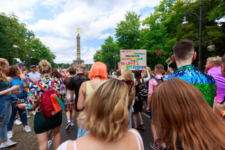 Berlin, Berlin/Germany - 07/23/2022: Christopher Street Day Parade. CSD is an annual European LGBTQ+ celebration and demonstration against discrimination and exclusion.のeditorial素材