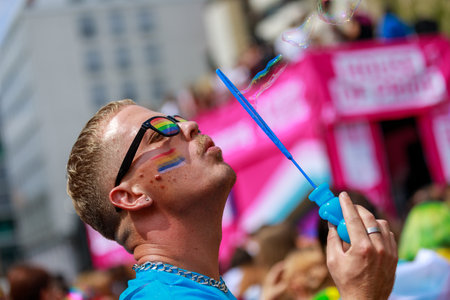 Berlin, Berlin/Germany - 07/23/2022: Christopher Street Day Parade. CSD is an annual European LGBTQ+ celebration and demonstration against discrimination and exclusion.のeditorial素材