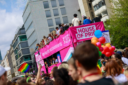 Berlin, Berlin/Germany - 07/23/2022: Christopher Street Day Parade. CSD is an annual European LGBTQ+ celebration and demonstration against discrimination and exclusion.のeditorial素材