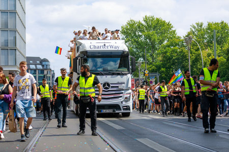 Berlin, Berlin/Germany - 07/23/2022: Christopher Street Day Parade. CSD is an annual European LGBTQ+ celebration and demonstration against discrimination and exclusion.のeditorial素材