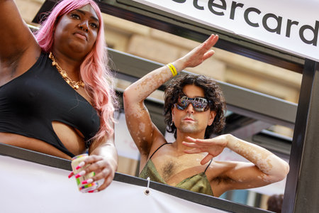 Berlin, Berlin/Germany - 07/23/2022: Christopher Street Day Parade. CSD is an annual European LGBTQ+ celebration and demonstration against discrimination and exclusion.のeditorial素材