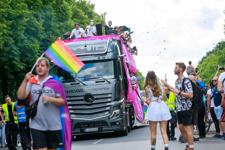 Berlin, Berlin/Germany - 07/23/2022: Christopher Street Day Parade. CSD is an annual European LGBTQ+ celebration and demonstration against discrimination and exclusion.のeditorial素材