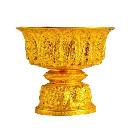 Thai Gold tray with pedestal for put something の写真素材