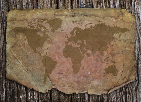 Old world map put on the old wood の写真素材