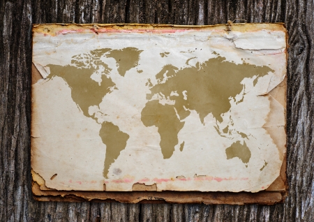 Old world map put on the old wood.のeditorial素材