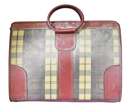 Old suitcase on white background の写真素材