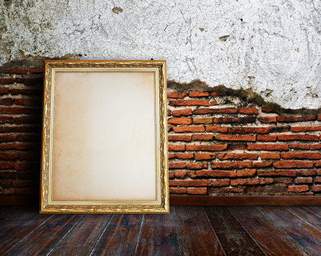 Picture frame in grunge room.