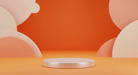 Abstract minimal scene with geometrical forms. Mock up 3D renderの素材