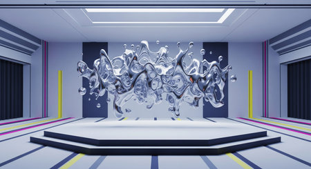 Futuristic interior design. 3d rendering, 3d illustration.の素材