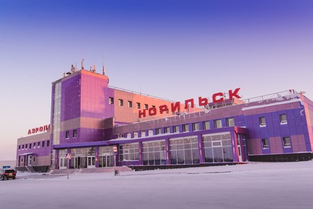 NORILSK, RUSSIA - JUNUARY 25, 2017: the building of the airport in Norilskのeditorial素材