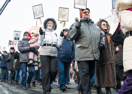 NORILSK, RUSSIA - MAY 9, 2016: People celebrate the day of victoryのeditorial素材
