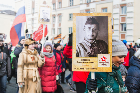 NORILSK, RUSSIA - MAY 9, 2016: Immortal regiment in Norilskのeditorial素材