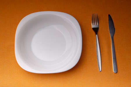 dining etiquette. Signs for the waiter, location of cutlery in different situationsの写真素材