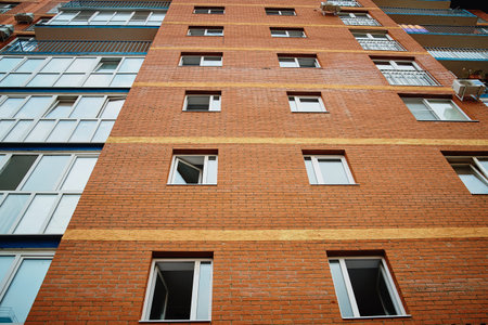 Multi storey building. New modern residential building is ready for living. color house.