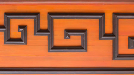 carving of wooden texture wall with colorful の写真素材