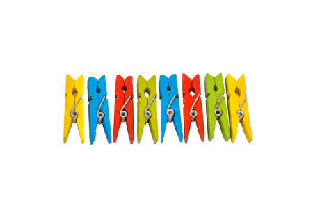 isolation on white of colorful pegs clipの写真素材