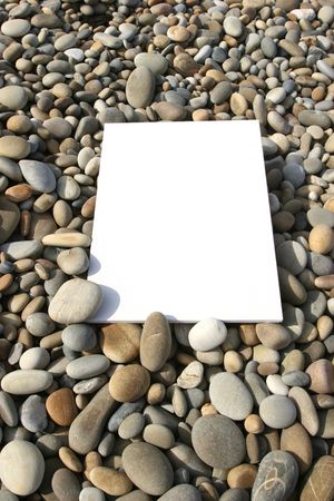 White card isolated at the beachの写真素材