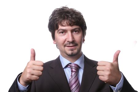 Portrait of a successful young businessman isolated on whiteの写真素材