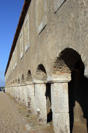 old building with lots of arcs in perspective, isolatedの写真素材