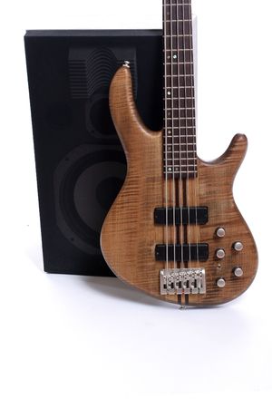Detail of a bass and speakers - isolated on white backgroundの写真素材