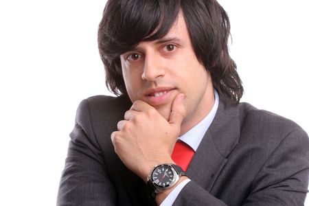 Portrait of young businessman - isolated in white backgroundの写真素材