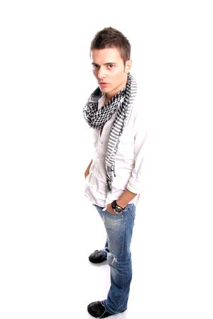 Young Casual man posing, isolated in white backgroundの写真素材