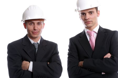 Business team posing, isolated in white backgroundの写真素材