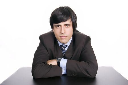 Young Businessman posing, isolated in white backgroundの写真素材