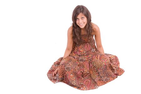 Beautiful woman posing isolated on white backgroundの写真素材