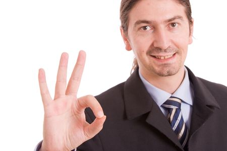 Business man signaling ok - focus on fingerの写真素材