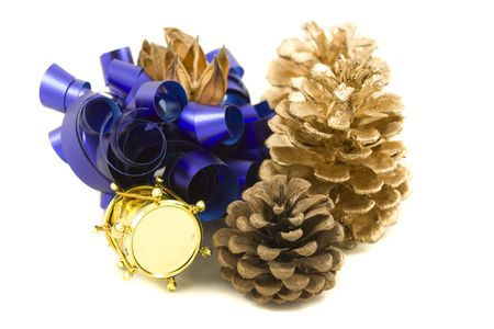 Christmas still life, isolated over white backgroundの写真素材