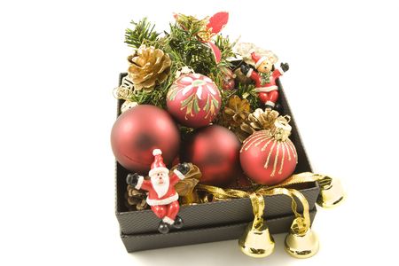 Christmas still life, isolated over white backgroundの写真素材