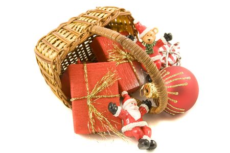 Christmas still life, isolated over white backgroundの写真素材