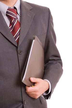 Detail of business man holding new projectの写真素材