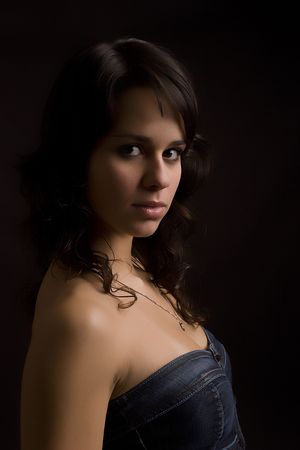 Low Key Shot - sensual woman posingの写真素材